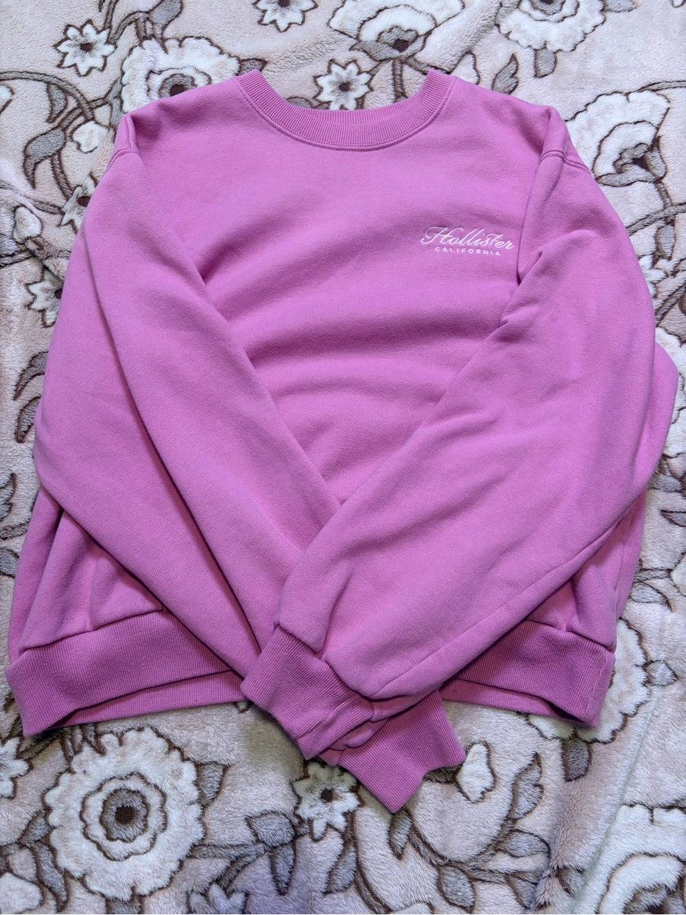 Hollister Pink Crewneck Sweatshirt with Chest Script Logo